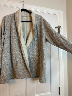 Sejour Neutral Knit Cardigan with Black Trim